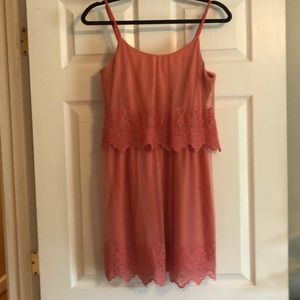 NWT Trixxi Coral Mesh Popover Sundress Sz M